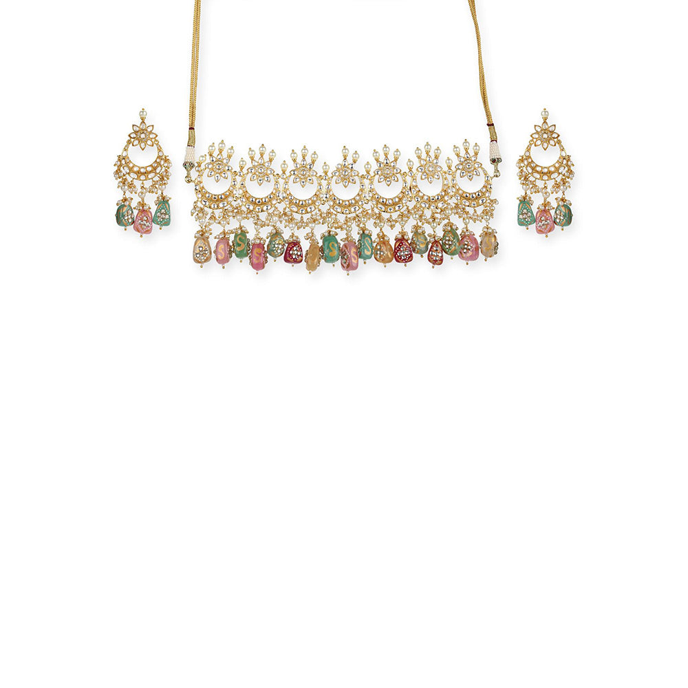 Ritu Singh Gold Plated Multi Kundan Studded Jewellery Set