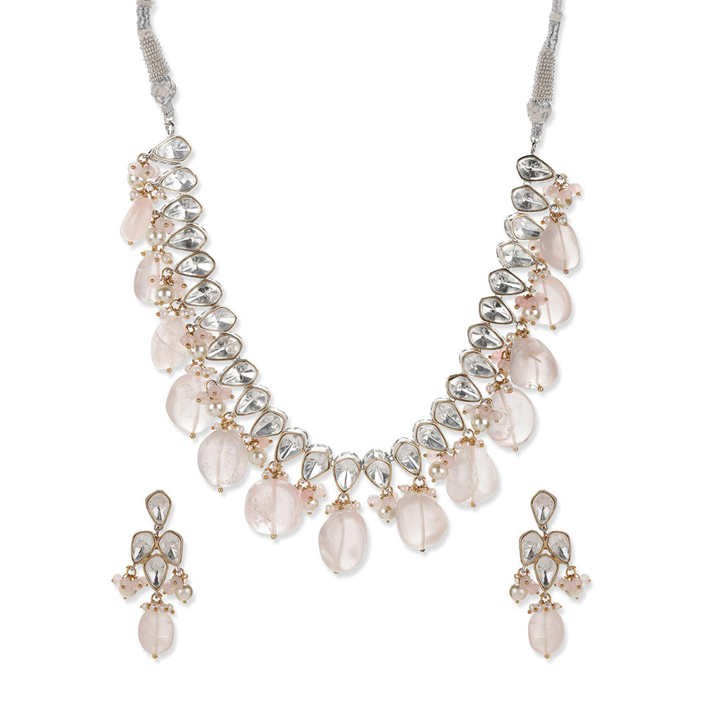Ritu Singh Women Pink Kundan Choker with Earrings