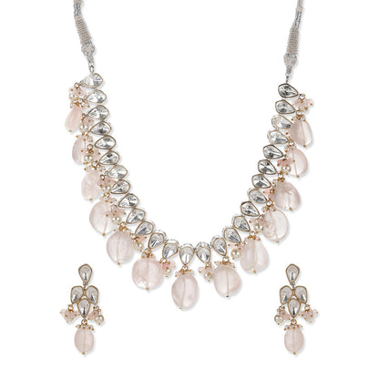 Ritu Singh Women Pink Kundan Choker with Earrings