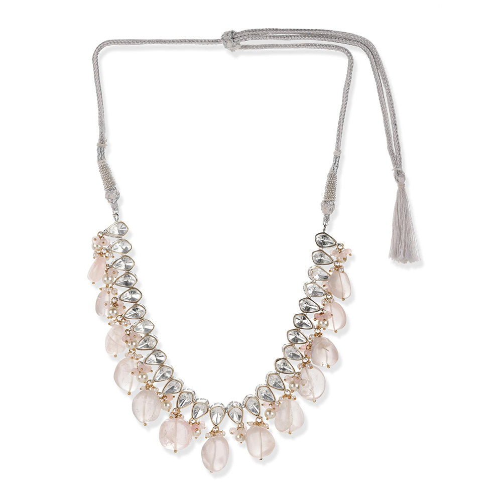 Ritu Singh Women Pink Kundan Choker with Earrings