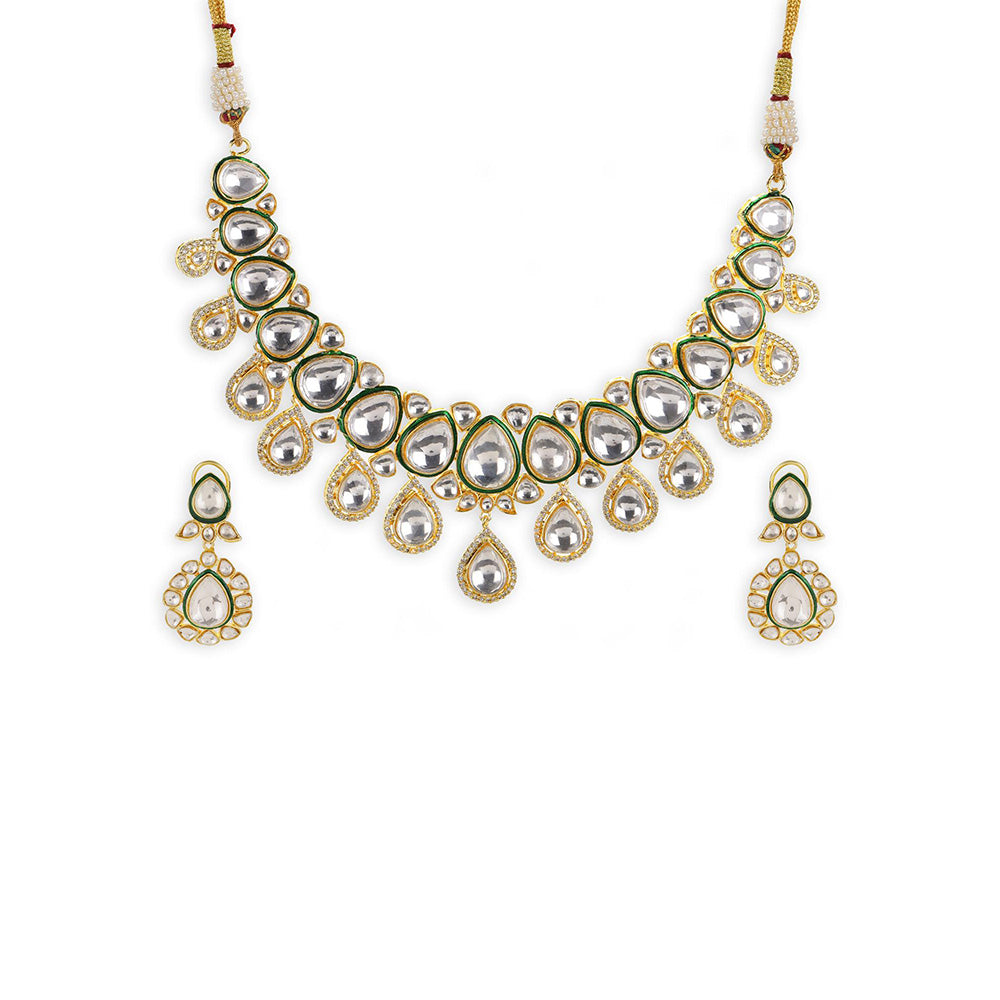 Ritu Singh Gold Plated White Kundan Stone-Studded Jewellery Set