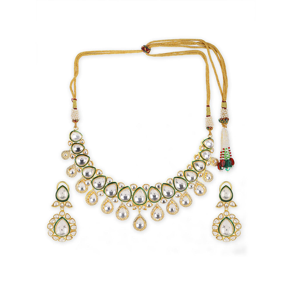 Ritu Singh Gold Plated White Kundan Stone-Studded Jewellery Set