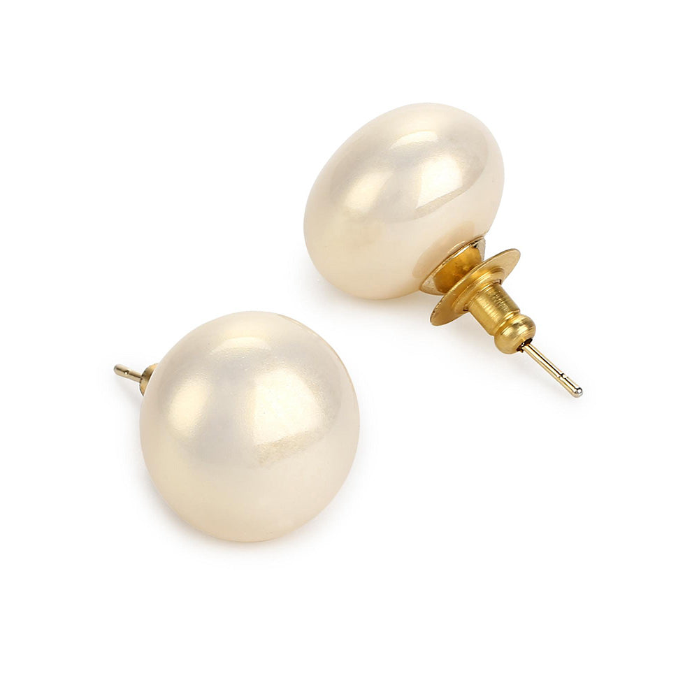 Ritu Singh Cream-Colored Contemporary Studs Earrings