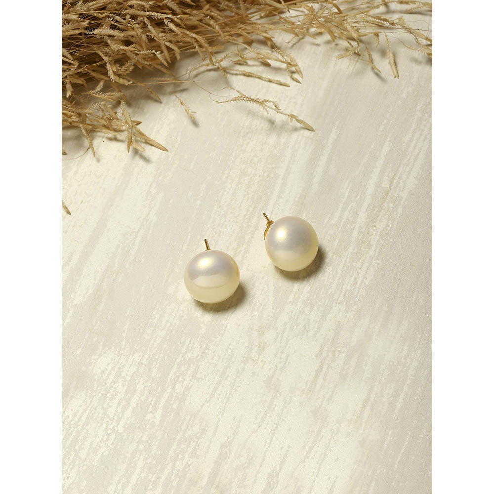 Ritu Singh Cream-Colored Contemporary Studs Earrings