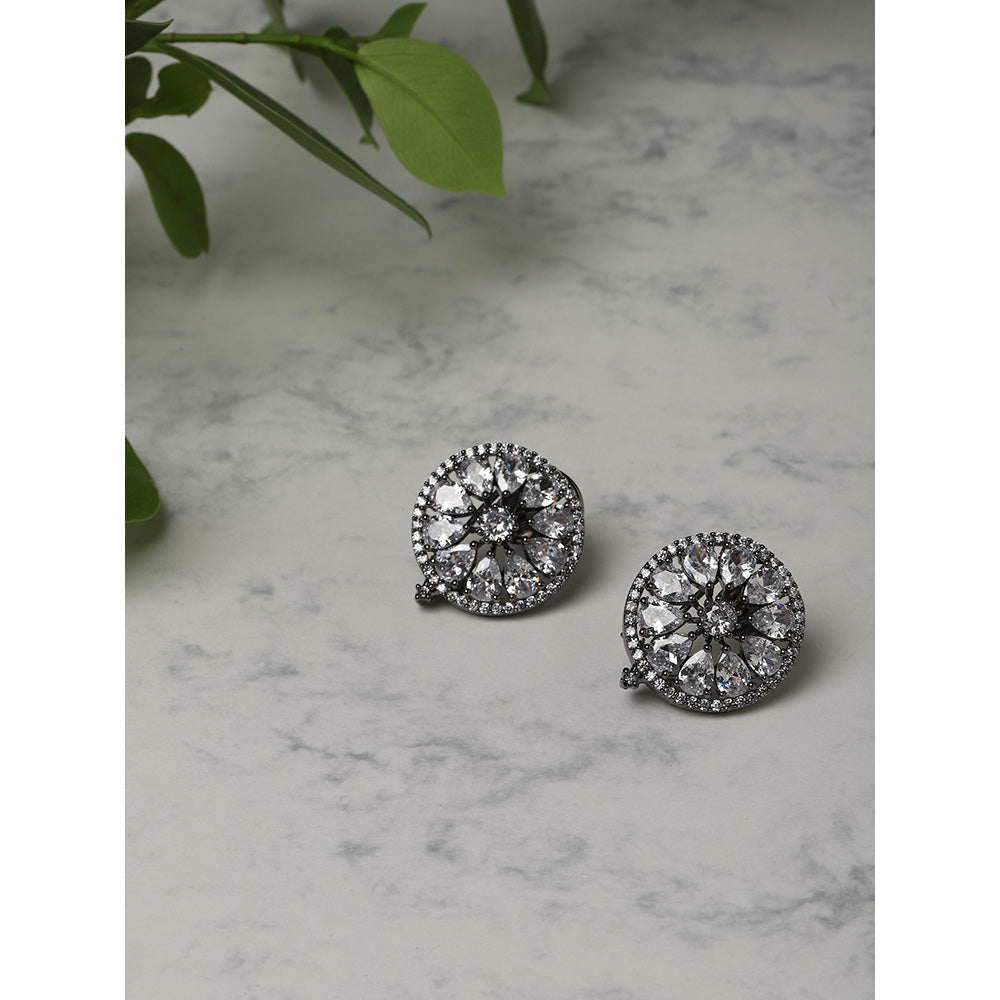 Ritu Singh Silver Toned Contemporary Studs Earrings