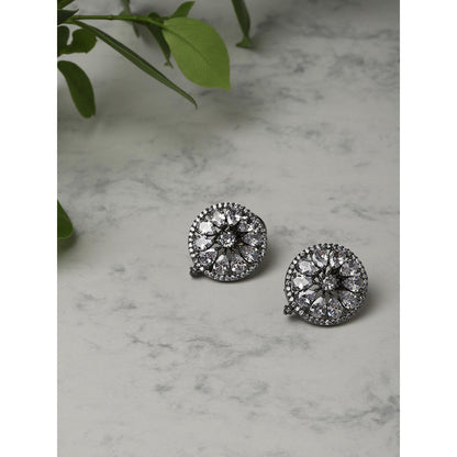 Ritu Singh Silver Toned Contemporary Studs Earrings