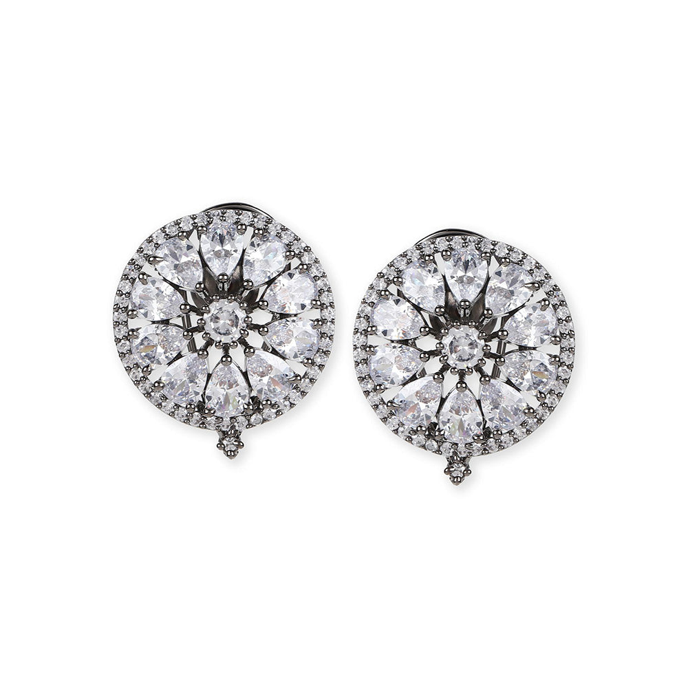 Ritu Singh Silver Toned Contemporary Studs Earrings