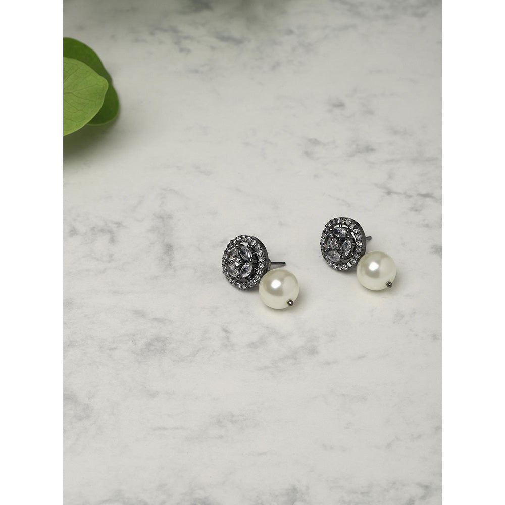 Ritu Singh White Contemporary Studs Earrings
