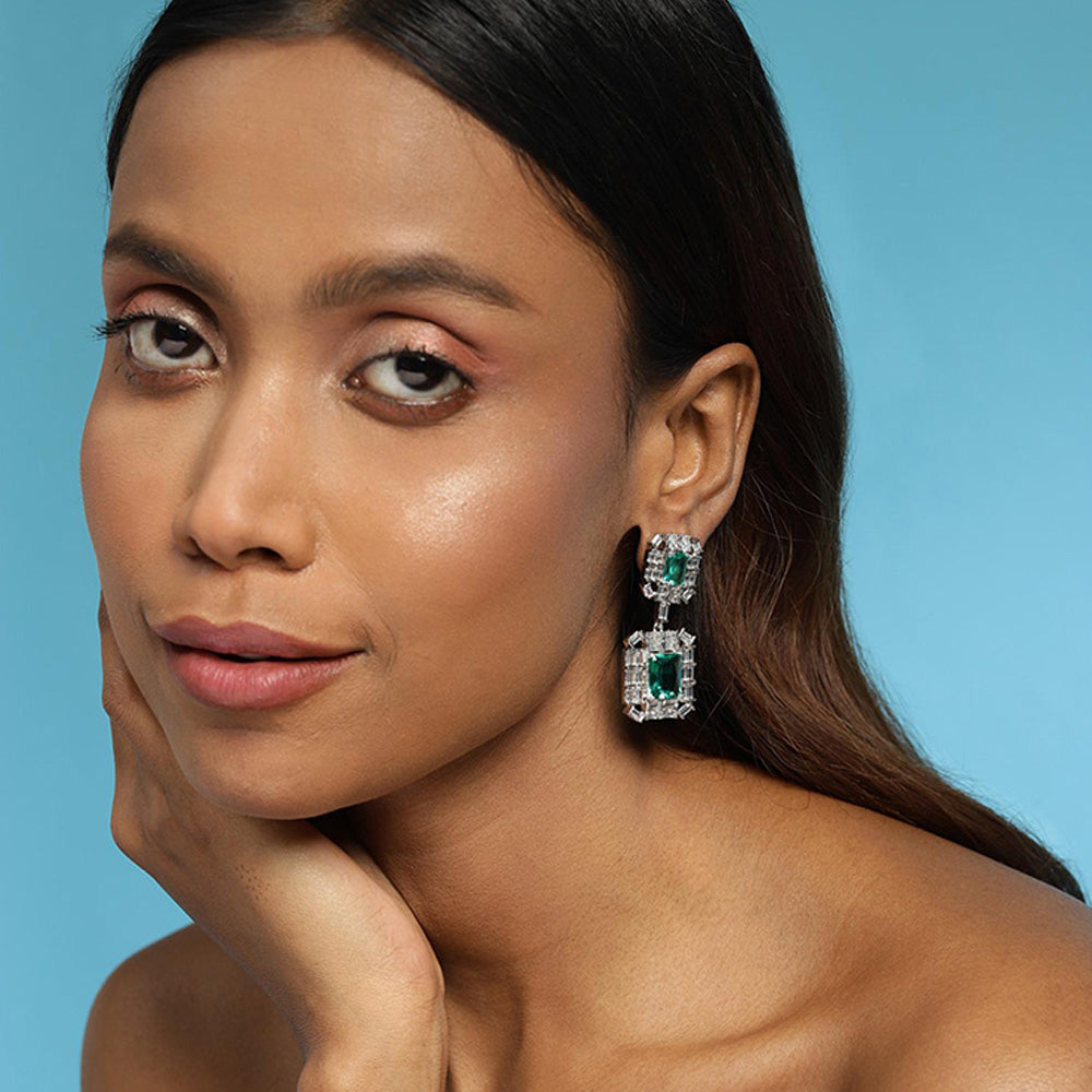 Ritu Singh Turquoise Blue Contemporary Hoop Earrings