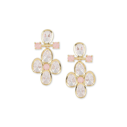 Ritu Singh Gold Toned and Pink Contemporary Studs Earrings