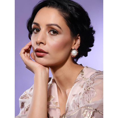Ritu Singh White Contemporary Pearl Studs Earrings