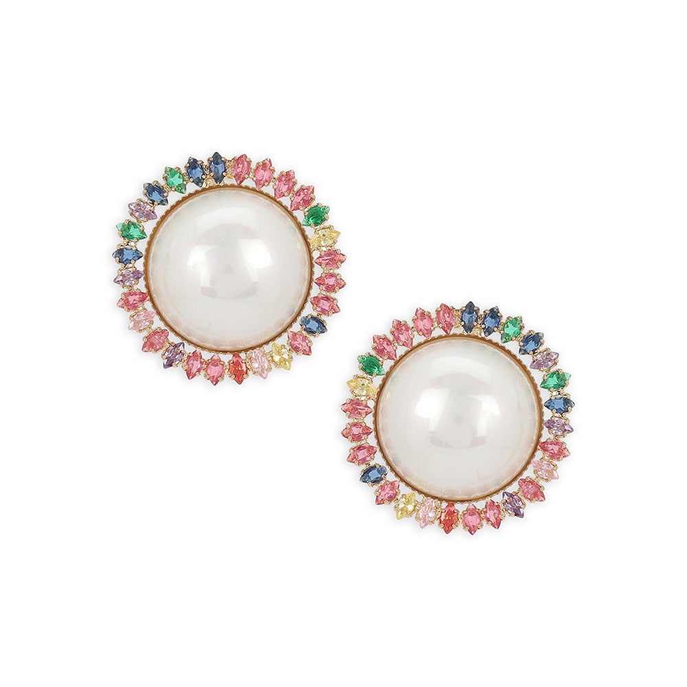 Ritu Singh White Contemporary Pearl Studs Earrings