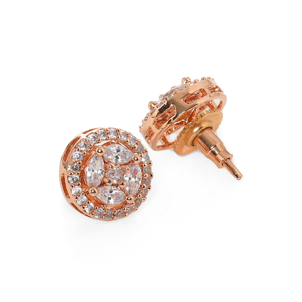 Ritu Singh Rose Gold Plated American Diamond Circular Studs