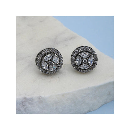 Ritu Singh Rhodium Plated American Diamond Circular Studs