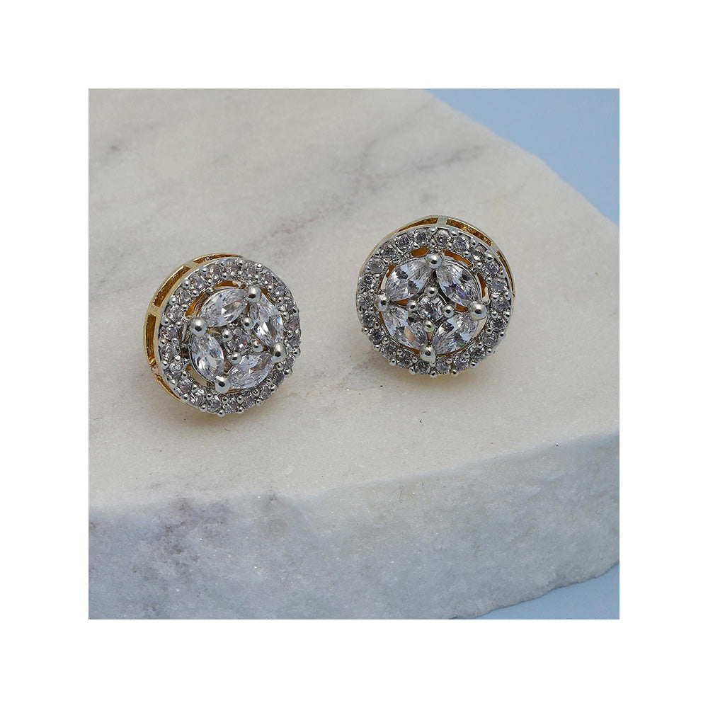 Ritu Singh Silver Plated American Diamond Circular Studs