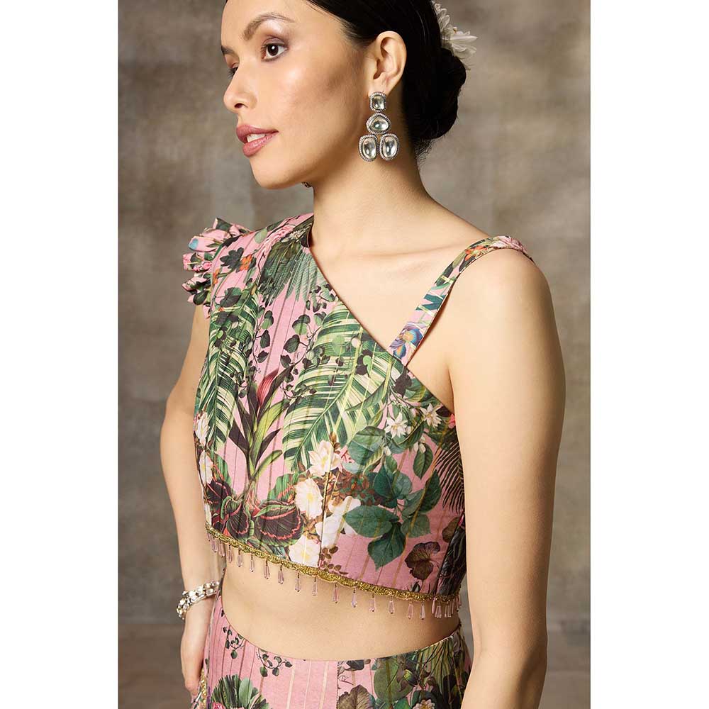 Rivaar by Rocky Star Pink Printed Lehenga with Blouse (Set of 2)