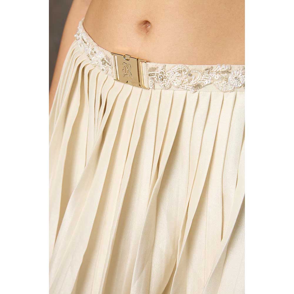 Rivaar by Rocky Star Ivory Ruffled Blouse with 'lehenga (Set of 2)
