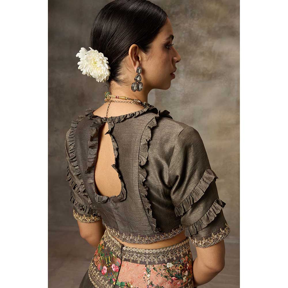 Rivaar by Rocky Star Grey Blouse with Lehenga (Set of 2)