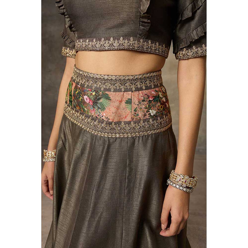 Rivaar by Rocky Star Grey Blouse with Lehenga (Set of 2)