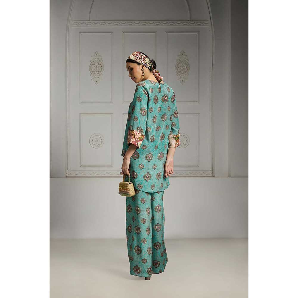 Rivaar by Rocky Star Blue Butti Printed Co-Ord (Set of 2)