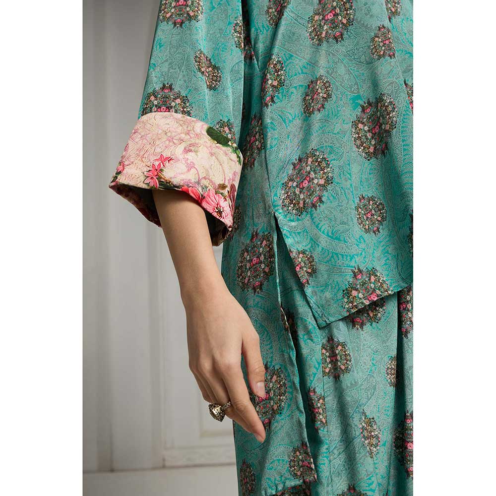 Rivaar by Rocky Star Blue Butti Printed Co-Ord (Set of 2)