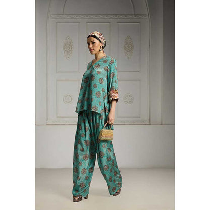 Rivaar by Rocky Star Blue Butti Printed Co-Ord (Set of 2)