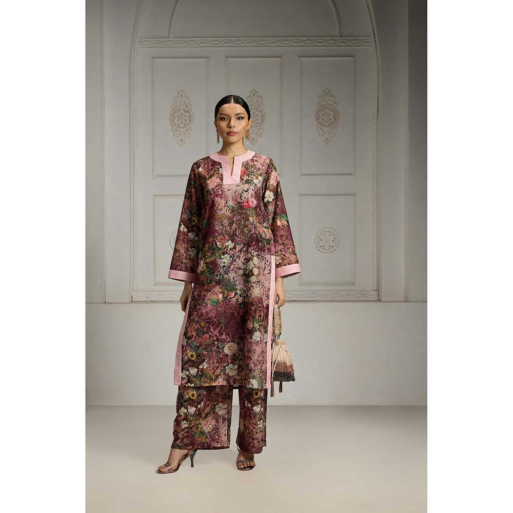 Rivaar by Rocky Star Maroon Floral Printed Co-Ord (Set of 2)