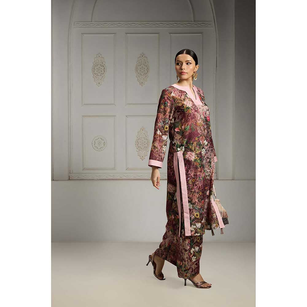 Rivaar by Rocky Star Maroon Floral Printed Co-Ord (Set of 2)
