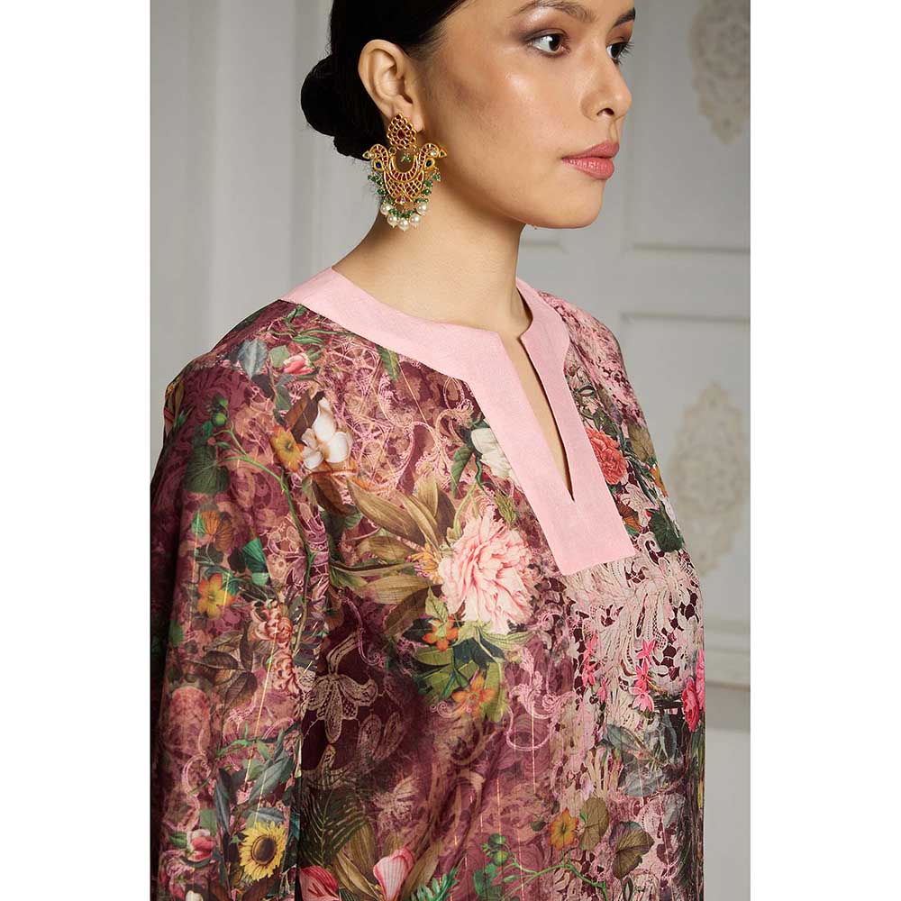 Rivaar by Rocky Star Maroon Floral Printed Co-Ord (Set of 2)