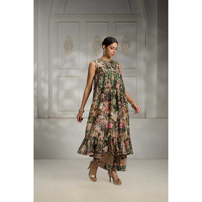 Rivaar by Rocky Star Beige Printed Kurta with Palazzo (Set of 2)