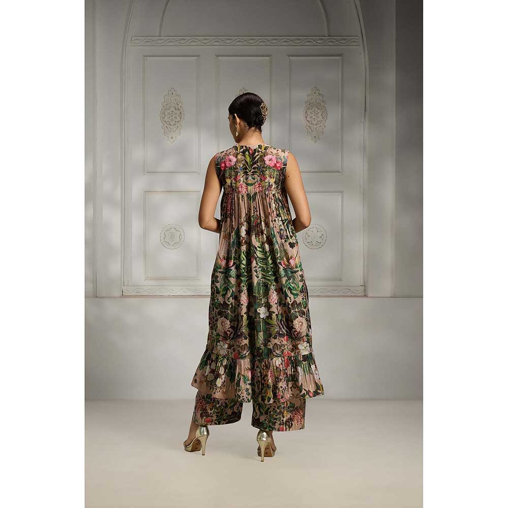 Rivaar by Rocky Star Beige Printed Kurta with Palazzo (Set of 2)