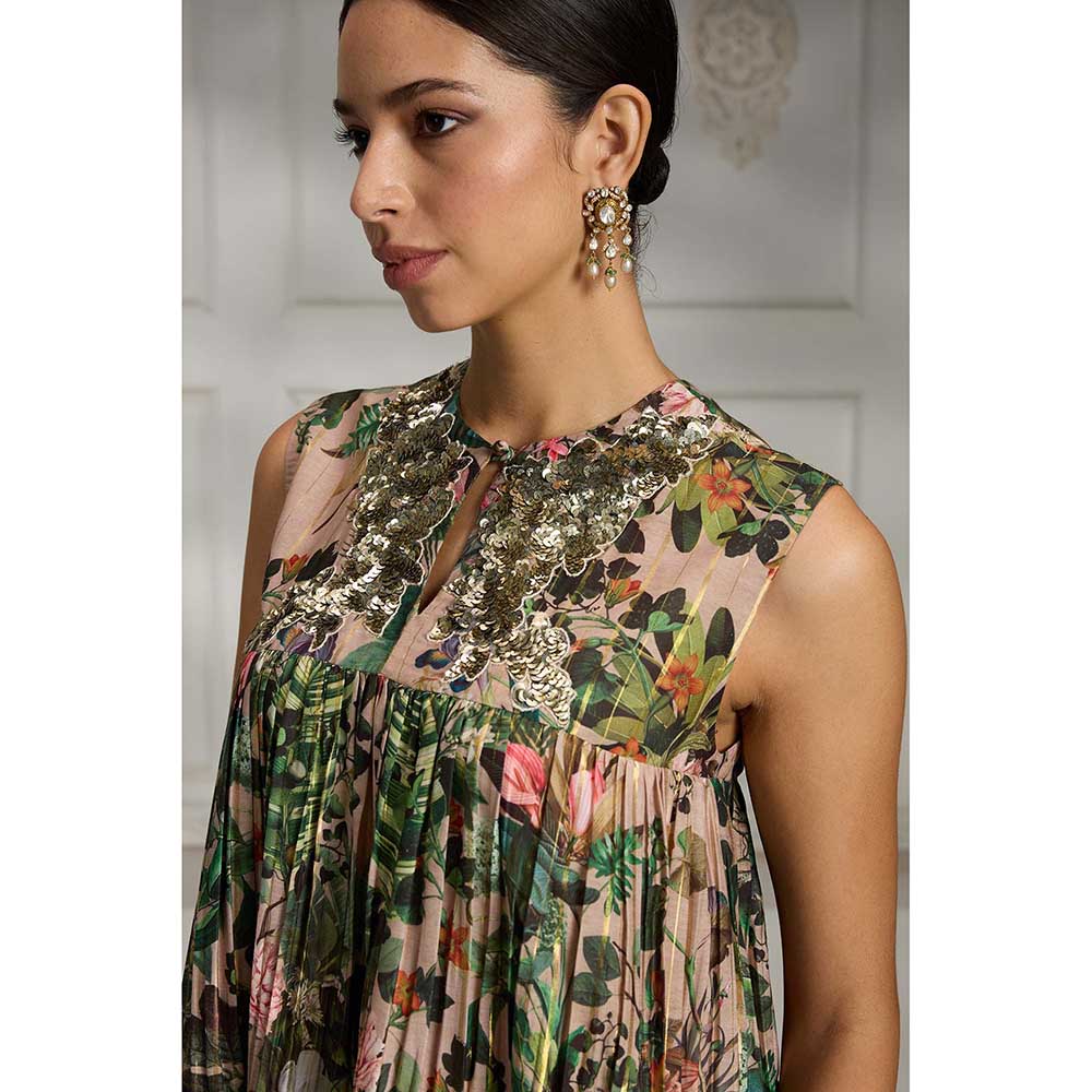Rivaar by Rocky Star Beige Printed Kurta with Palazzo (Set of 2)