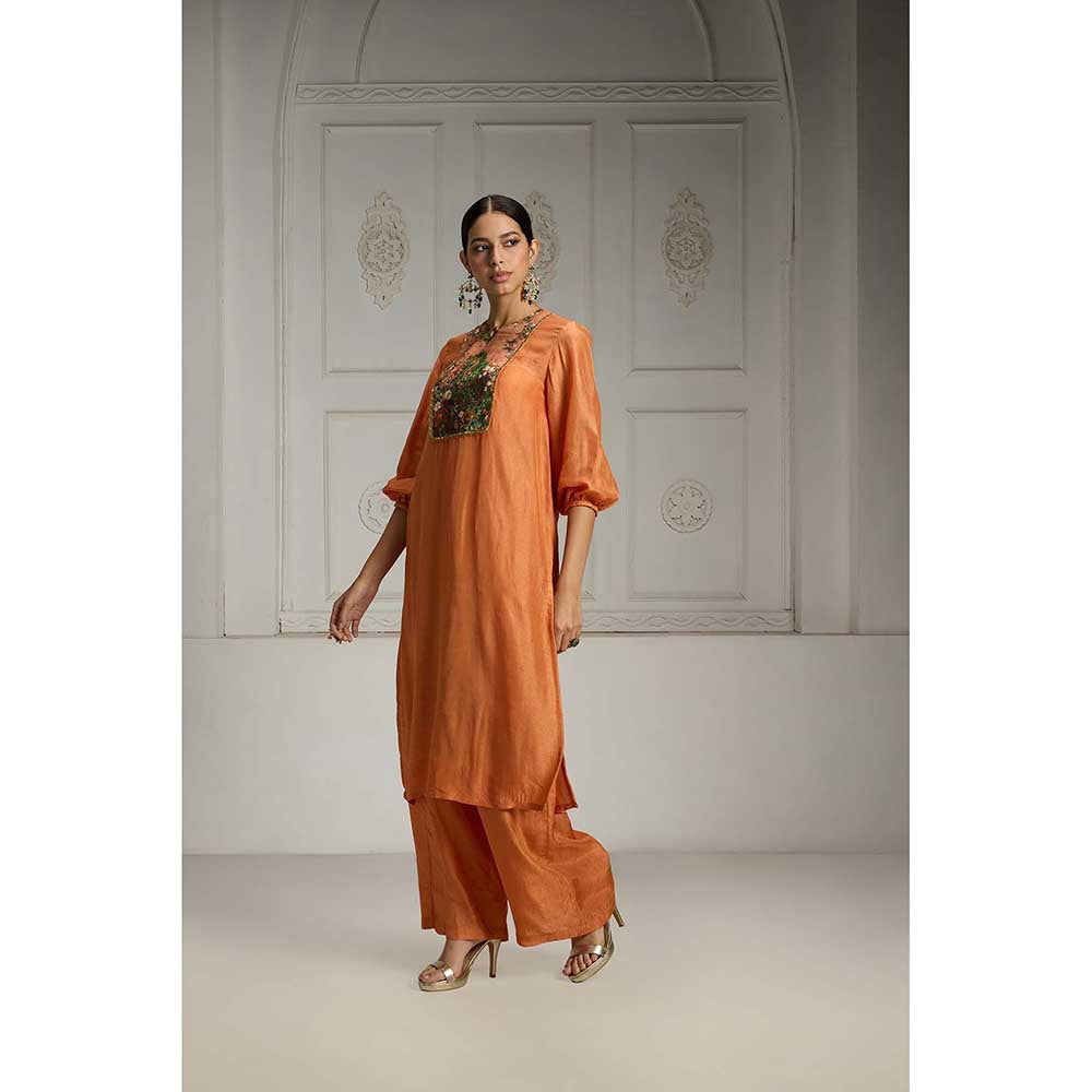 Rivaar by Rocky Star Orange Yoke Embellished Kurta