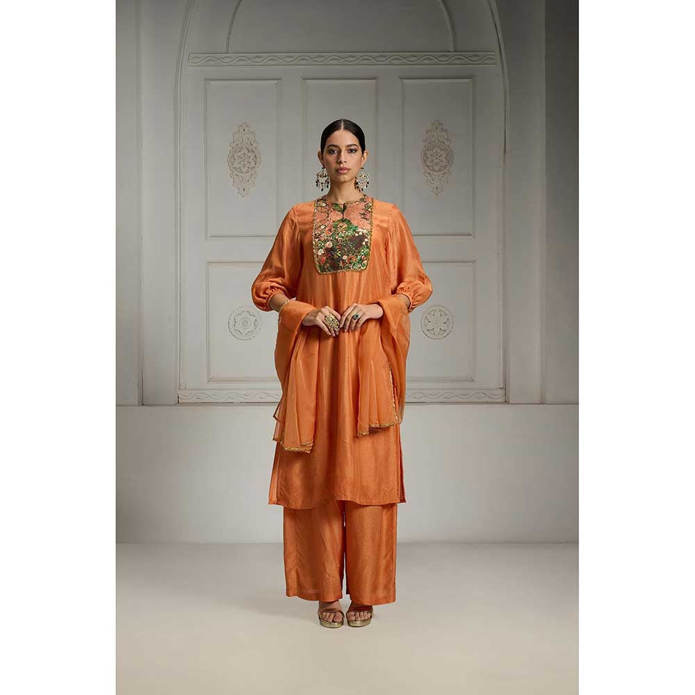 Rivaar by Rocky Star Orange Yoke Embellished Kurta