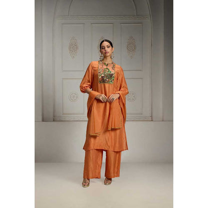 Rivaar by Rocky Star Orange Yoke Embellished Kurta