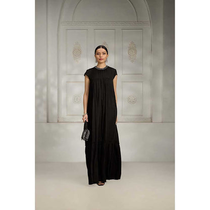Rivaar by Rocky Star Black Embroidered Maxi Dress