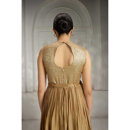 Rivaar by Rocky Star Brown Sequence Maxi Dress with Belt (Set of 2)