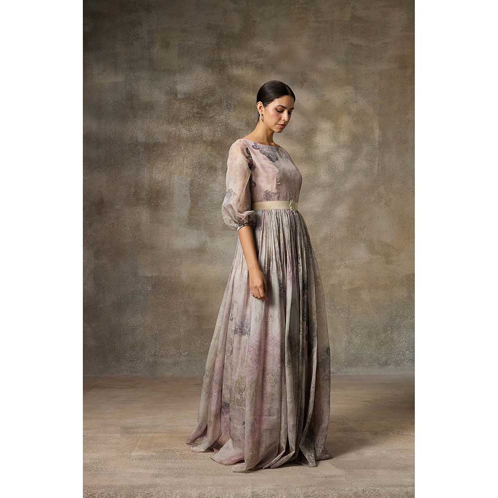 Rivaar by Rocky Star Purple Botanical Printed Maxi Dress
