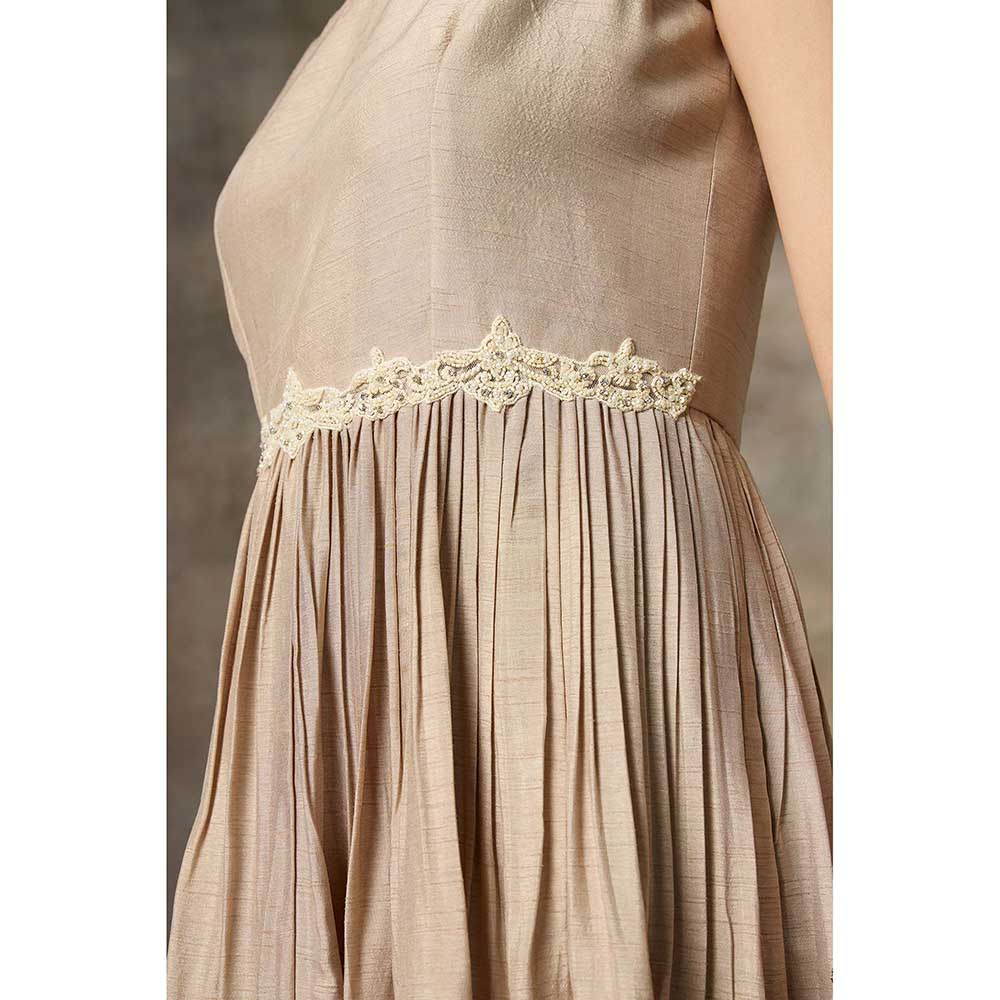 Rivaar by Rocky Star Beige Solid Maxi Dress