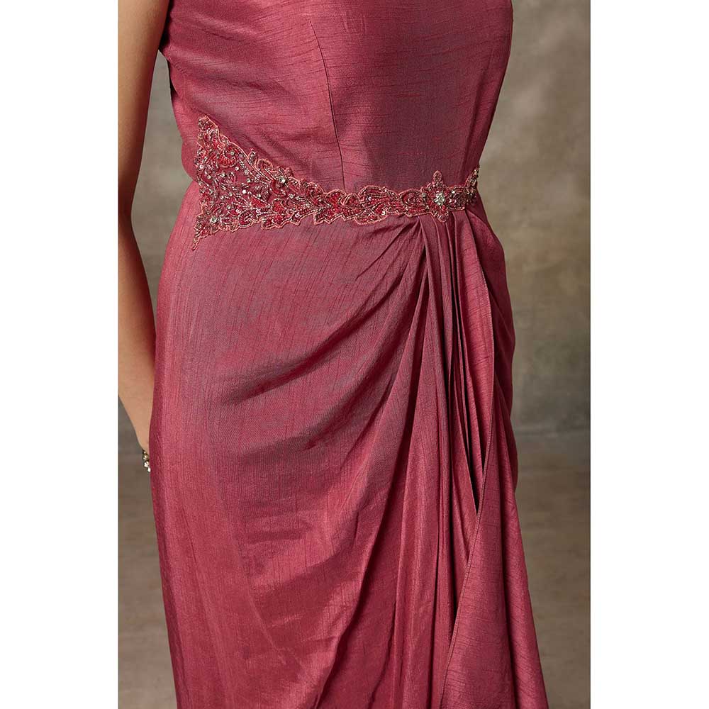 Rivaar by Rocky Star Pink One Shoulder Draped Maxi Dress