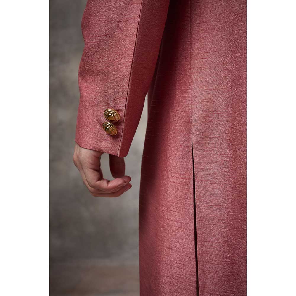 Rivaar by Rocky Star Pink Embroidered Sherwani (Set of 2)