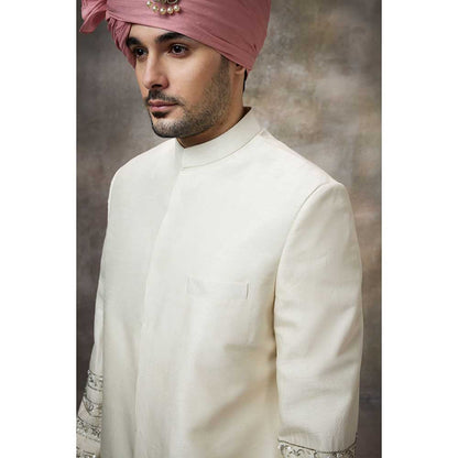 Rivaar by Rocky Star Ivory Sleeve Embellished Sherwani (Set of 2)