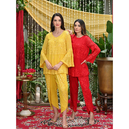 Rococo Zaira Dhotis - Red (Set of 2)