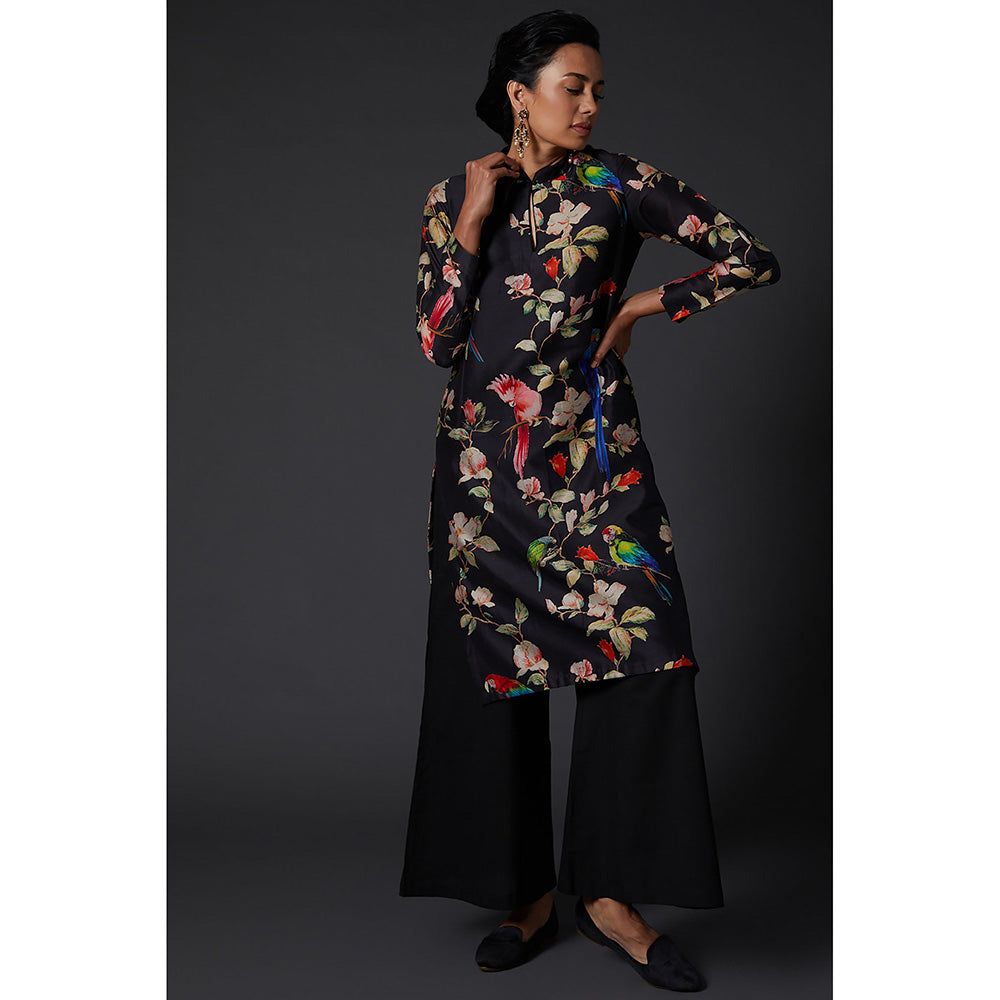 Rohit Bal Black Digital Floral Printed Kurta & Palazzo (Set of 2)