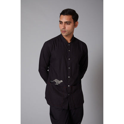 Rohit Bal Black Embroidered Shirt