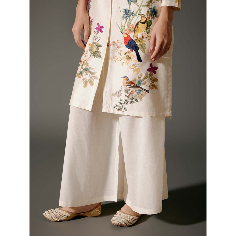 Rohit Bal Ivory Chanderi Print Kurta with Palazzo (Set of 2)