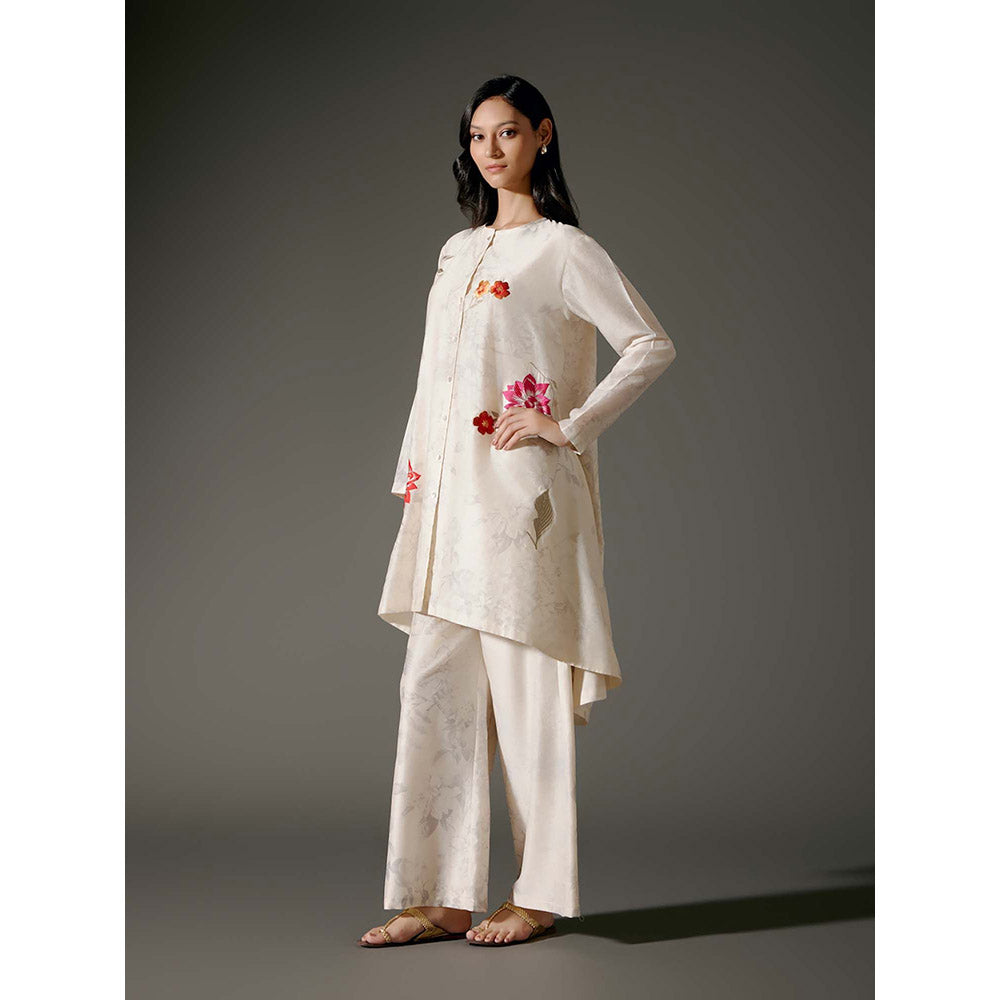 Rohit Bal Ivory Flared A-Line Kurta with Palazzo (Set of 2)