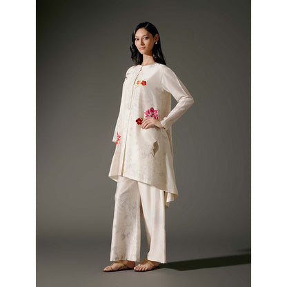 Rohit Bal Ivory Flared A-Line Kurta with Palazzo (Set of 2)