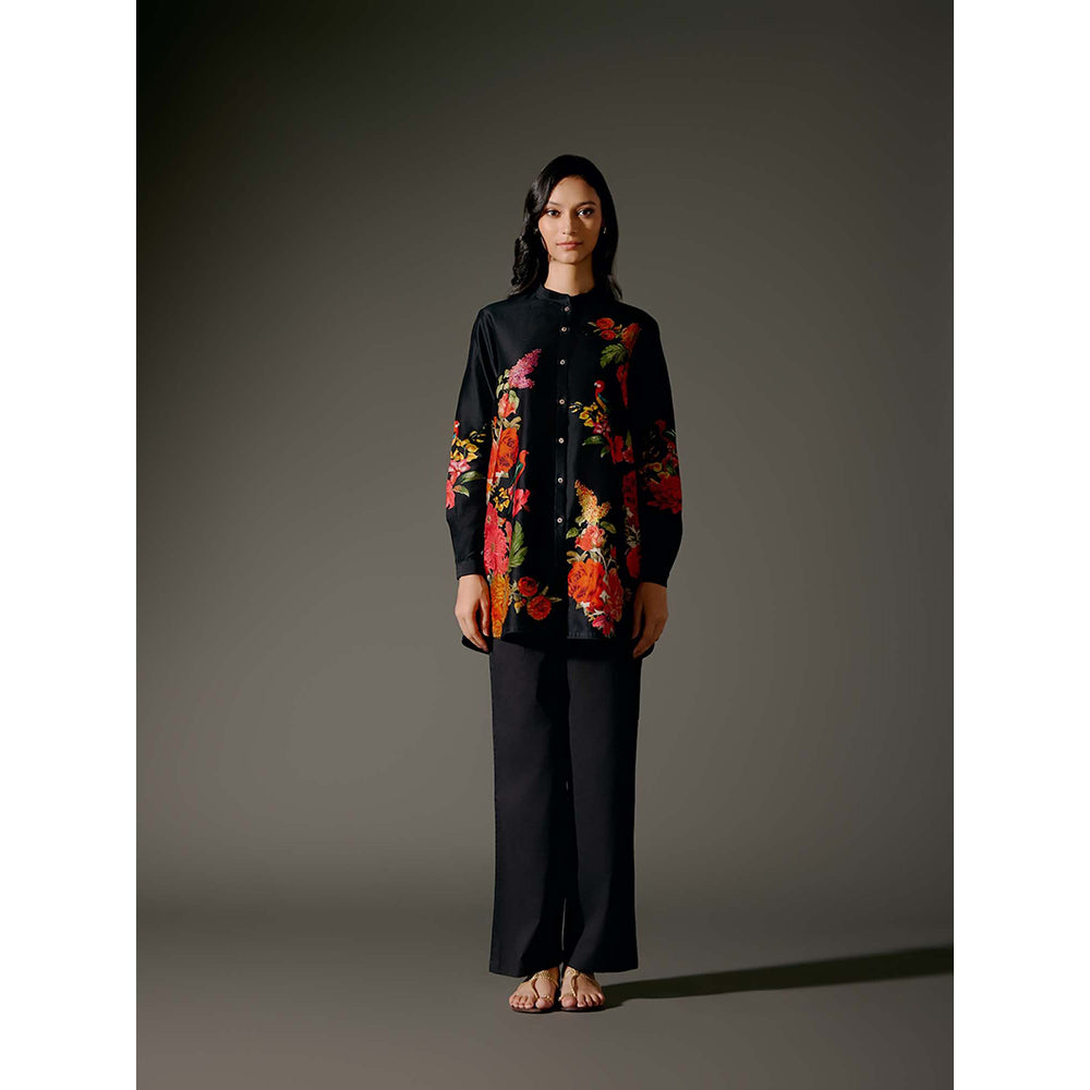 Rohit Bal Black Printed Chanderi Silk Co-Ord (Set of 2)