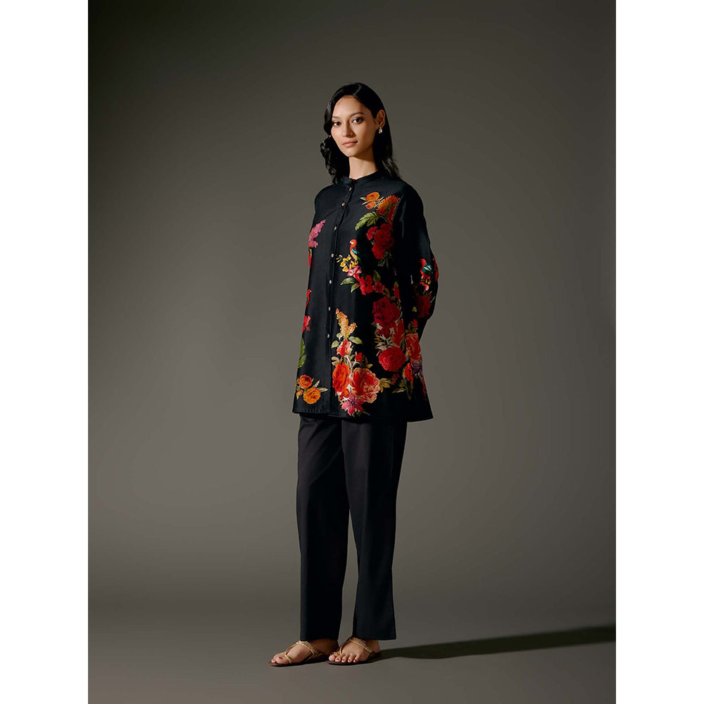 Rohit Bal Black Printed Chanderi Silk Co-Ord (Set of 2)
